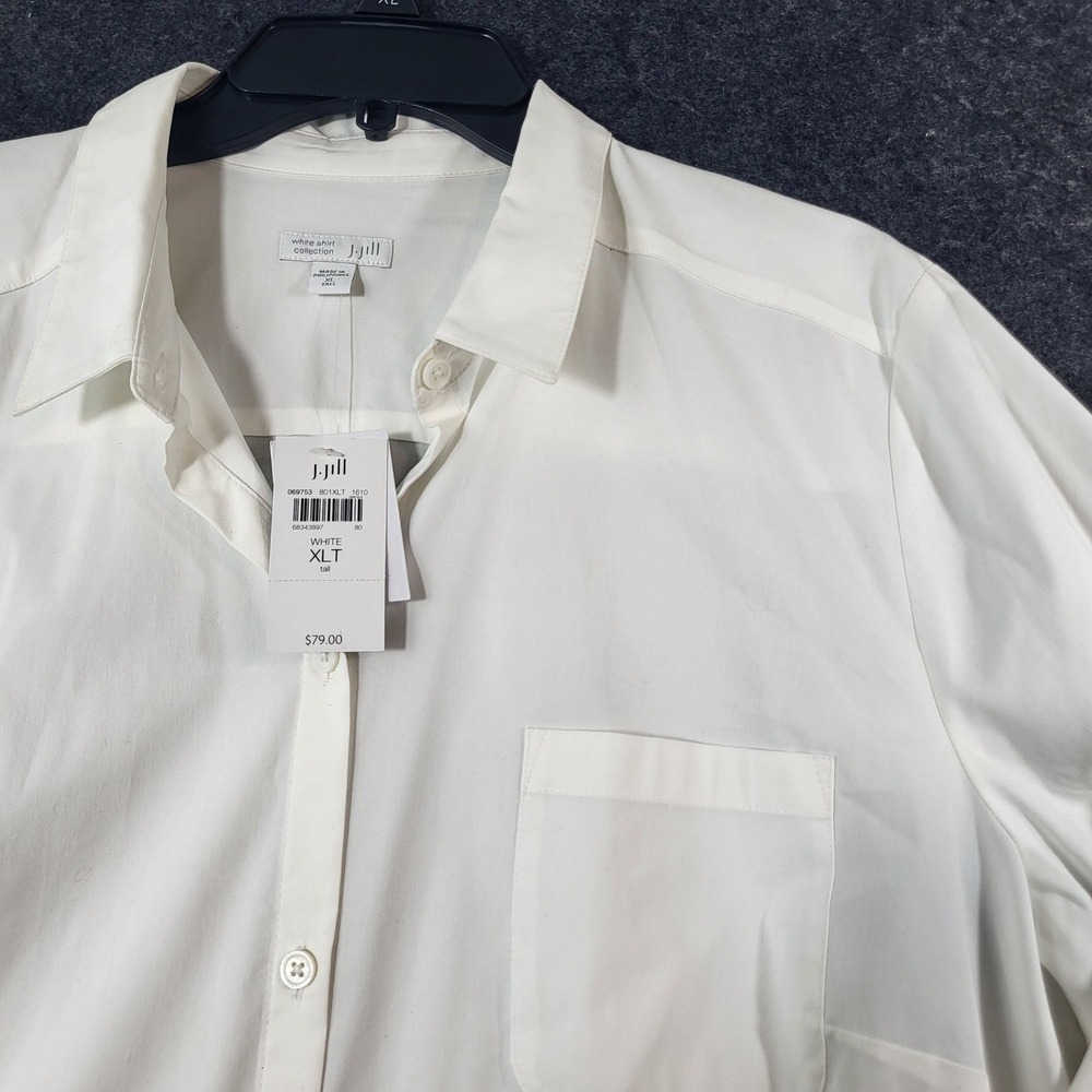 New J. Jill White Shirt Collection Tunic Top Womens XLT Tall Long Sleeve Button